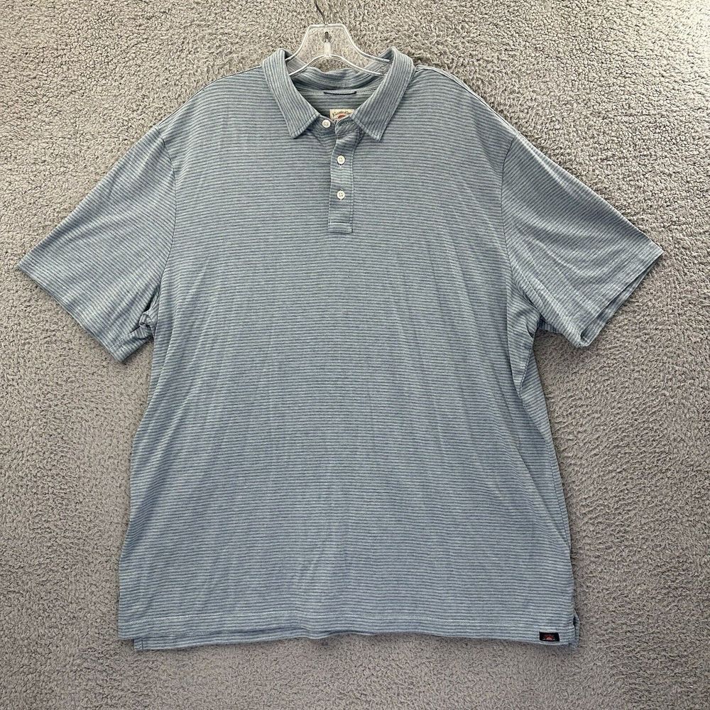 Faherty Movement Polo Shirt Striped Cotton Blend Preppy Business Casual Men XXL